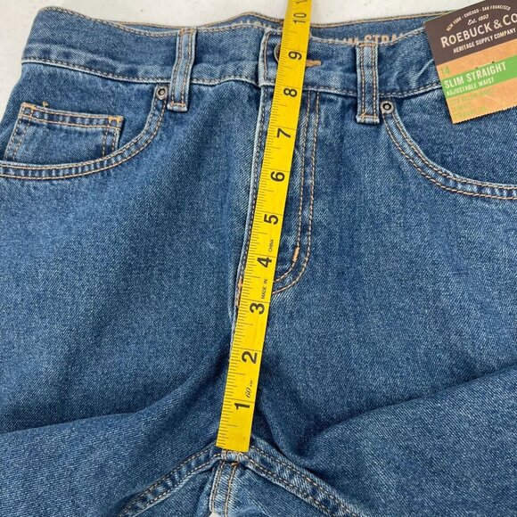 Roebuck & Co Boys Size 14 Blue Denim Slim Straight Jeans Adjustable Waist - Picture 8 of 11